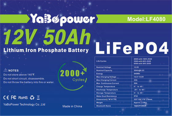 Batterie rechargeable Lifepo4 12v 50ah 2000 cycles profonds