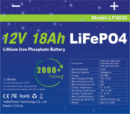 12v 18ah Lifepo4 batterie lithium-ion petit courant de décharge 9A