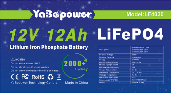 Batterie Lifepo4 du courant de décharge 6A adaptée aux besoins du client par usine chaude de vente de 12v 12Ah avec la capacité en avant