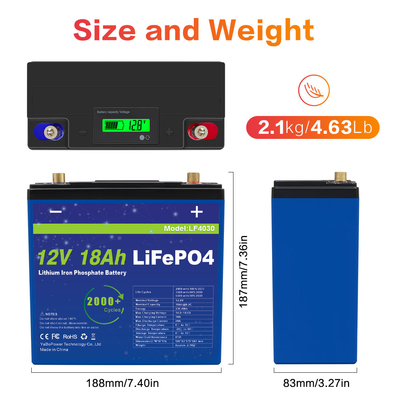 La batterie légère de 12V 18Ah Lifepo4 grande capacité longtemps font un cycle la vie 3 ans de garantie