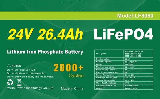 26.4Ah 24V Lifepo4 Batterie Marine Durée de vie plus longue