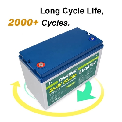 25.6v 52ah 50ah 24v Lifepo4 batterie à décharge profonde solaire 3000 cycles