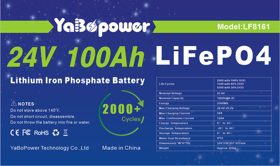 Batterie solaire 100ah 150ah 24v du stockage rv Lifepo4 pour le véhicule d'Off Road de bateau