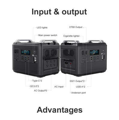 Ups Lithium Portable Power Station Lifepo4 Solaire 2000W 1000 Watt Bidirectionnel Rapide