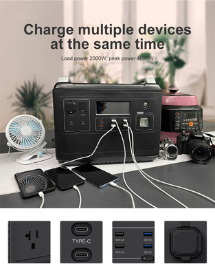 Ups Lithium Portable Power Station Lifepo4 Solaire 2000W 1000 Watt Bidirectionnel Rapide