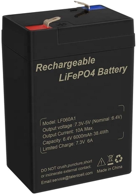 Lithium 6V 6Ah 6.4V de batterie LiFePO4 de cycle profond de phosphate de fer de lithium pour des jouets UPS